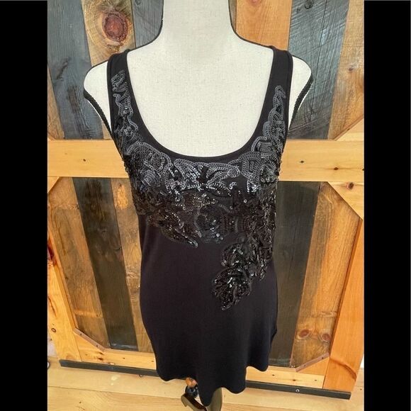 Express sequin design front black tank top size S - Picture 1 of 8